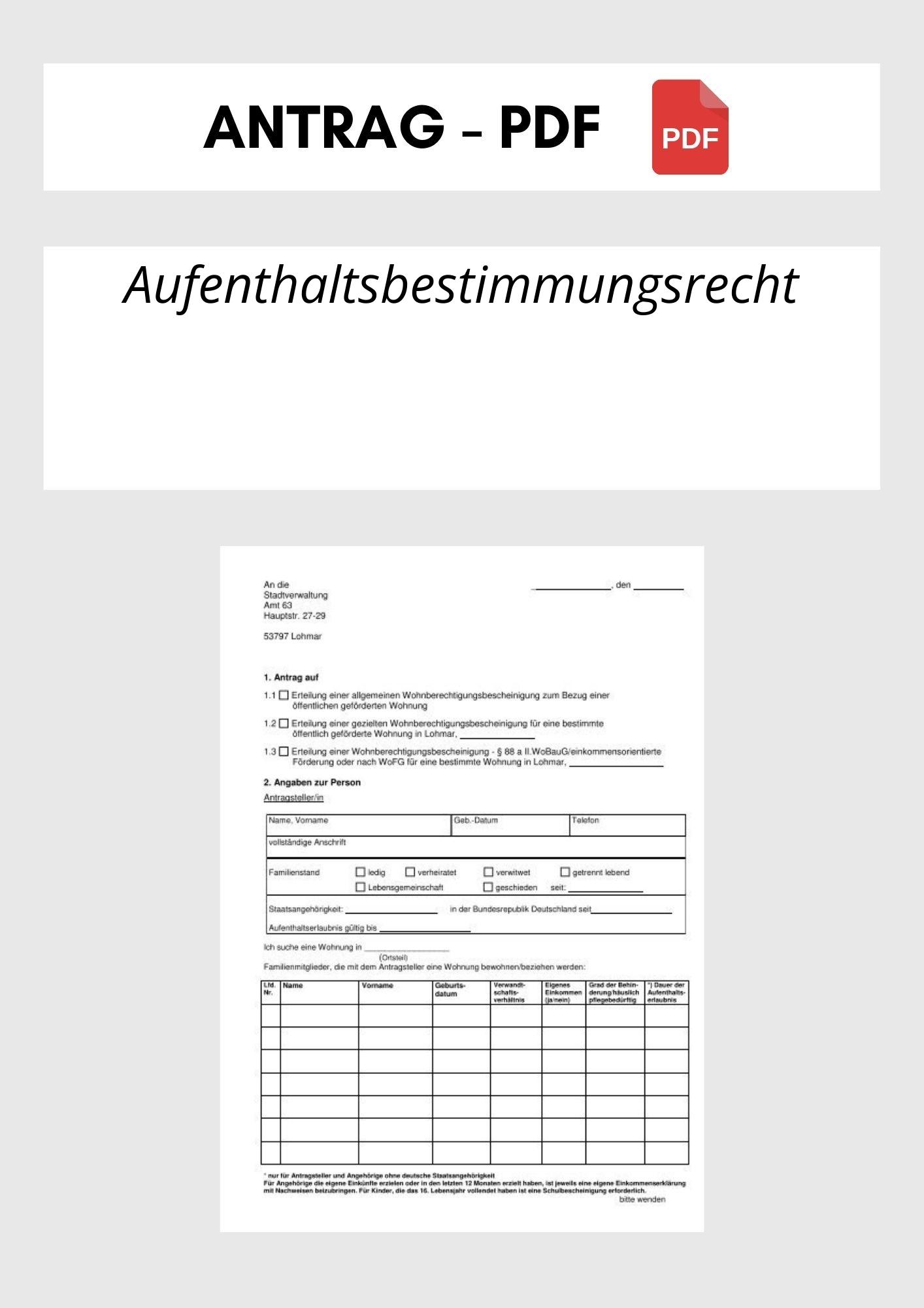 Aufenthaltsbestimmungsrecht Antrag