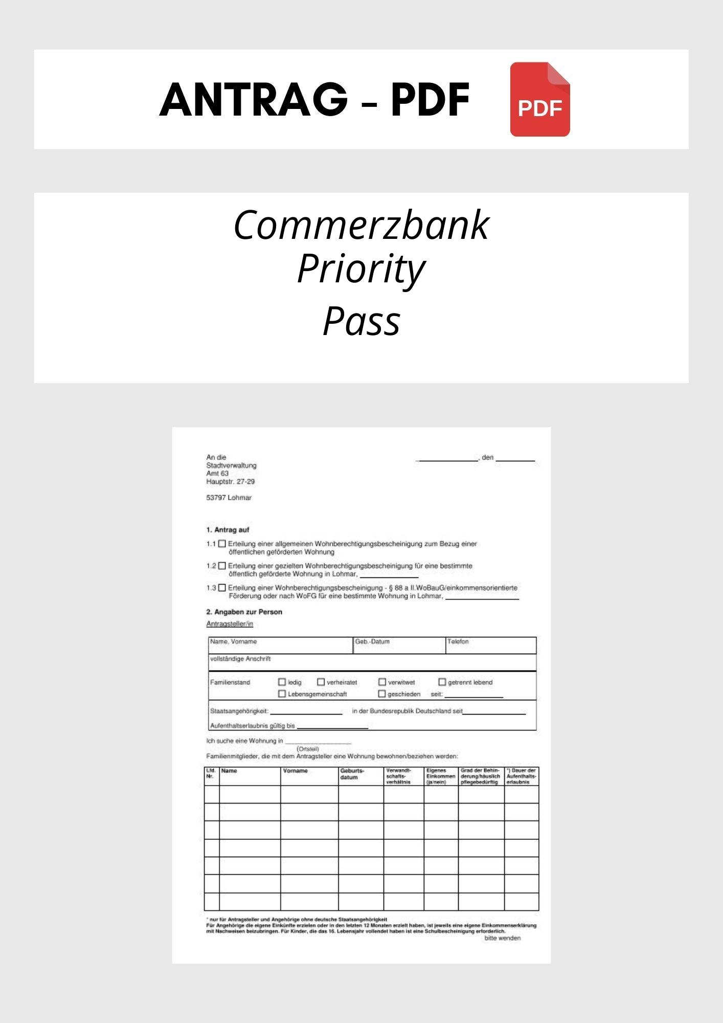 Commerzbank Priority Pass Antrag