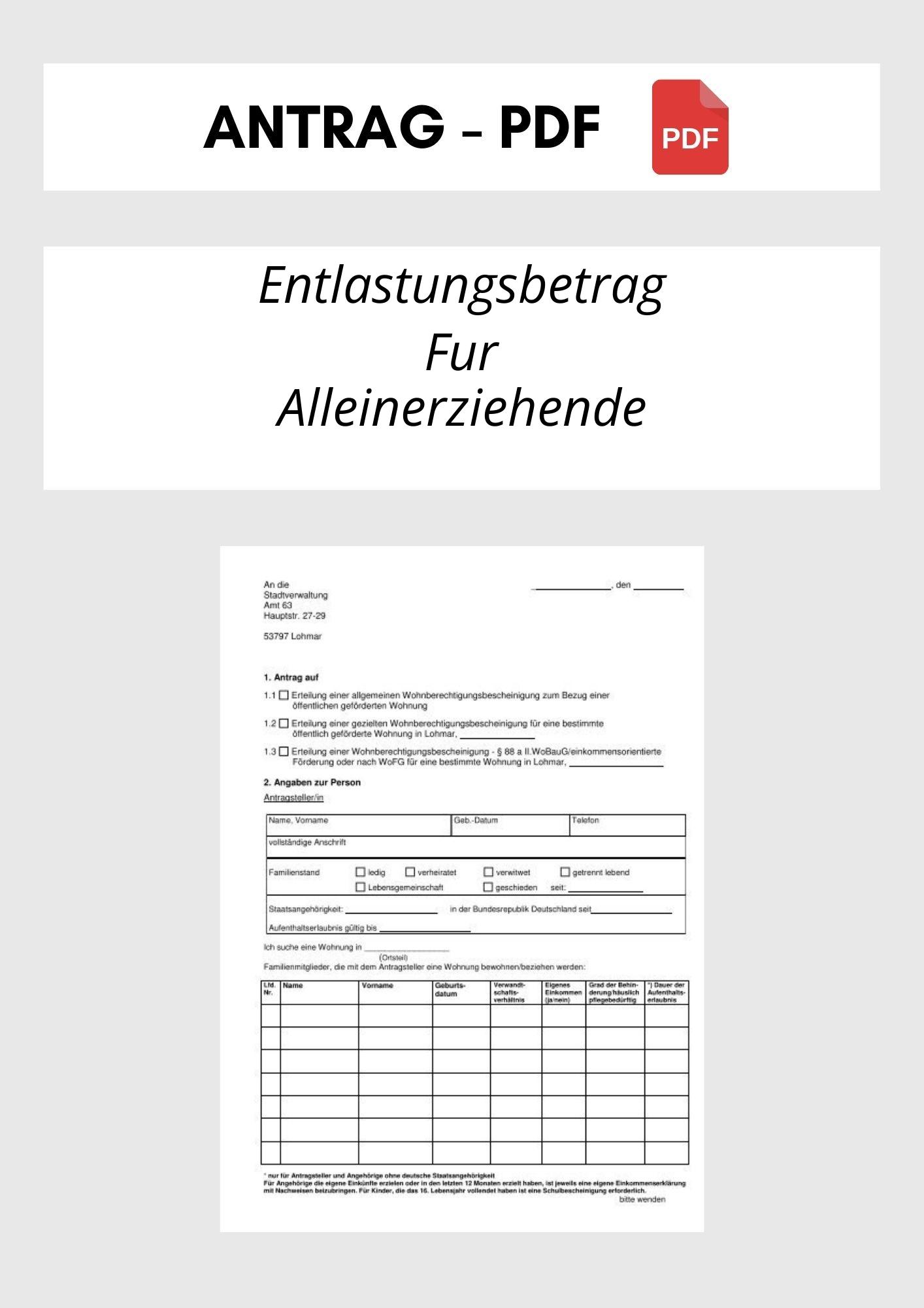 Antrag Auf Entlastungsbetrag Für Alleinerziehende