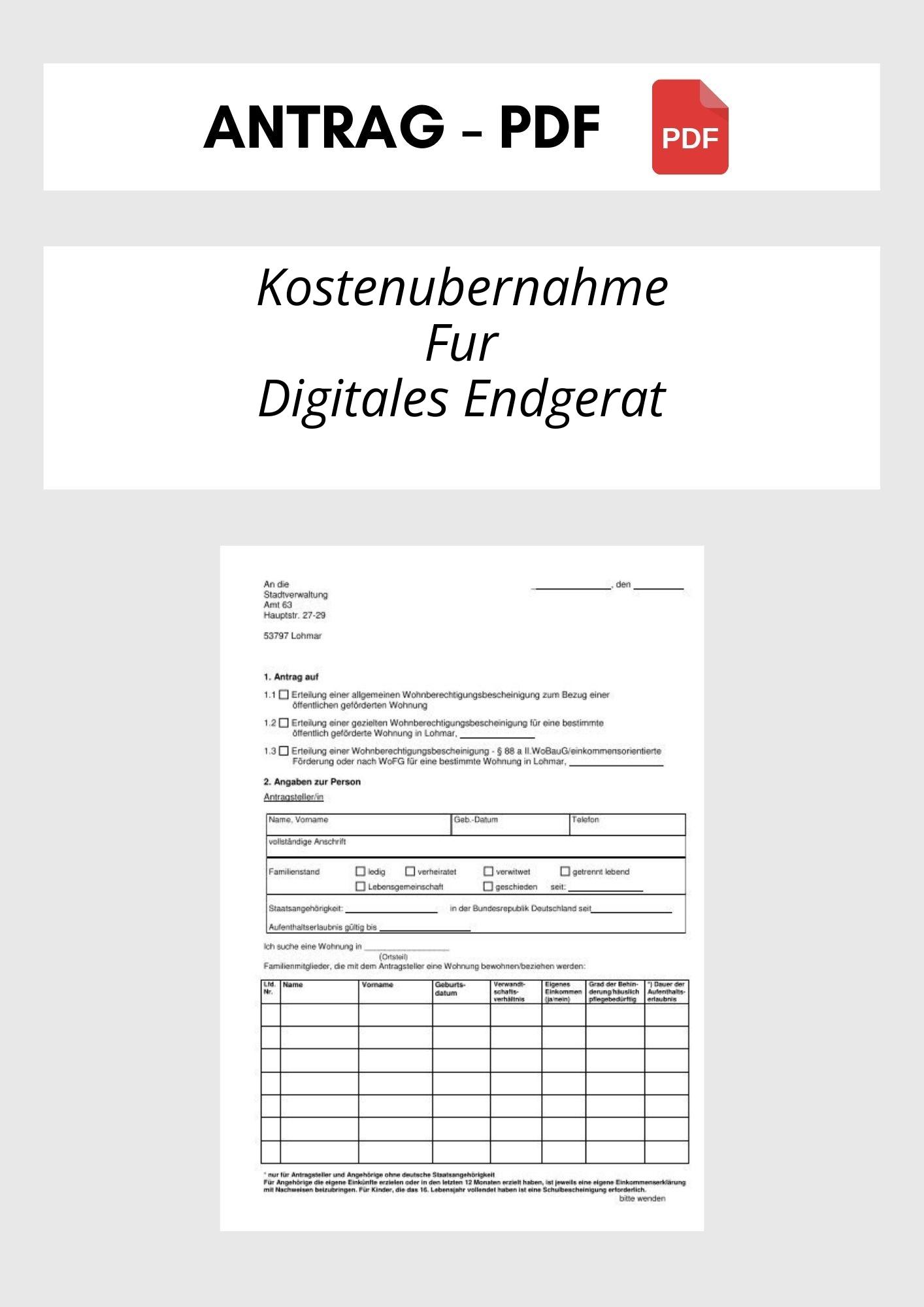 Antrag Auf Kostenübernahme Für Digitales Endgerät