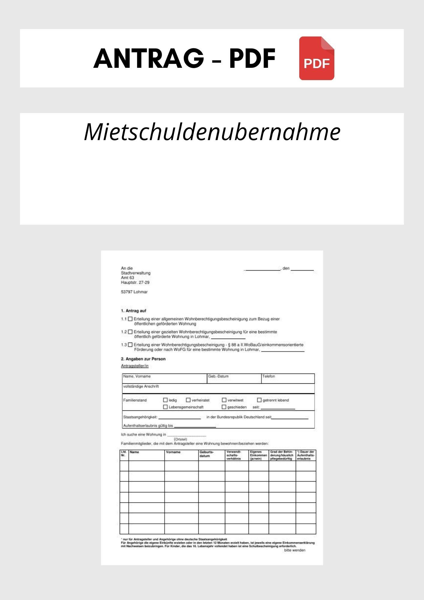 Antrag Auf Mietschuldenübernahme
