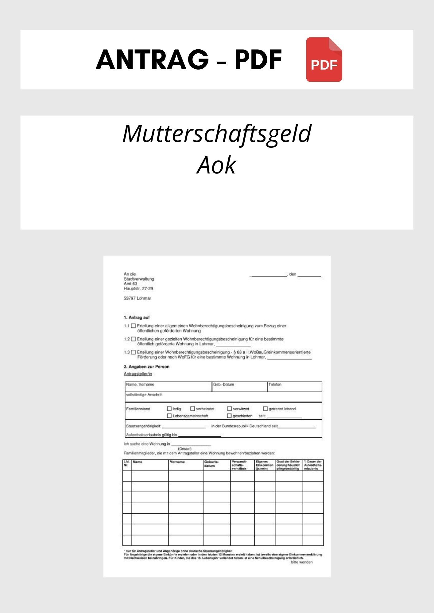 Mutterschaftsgeld Antrag Aok
