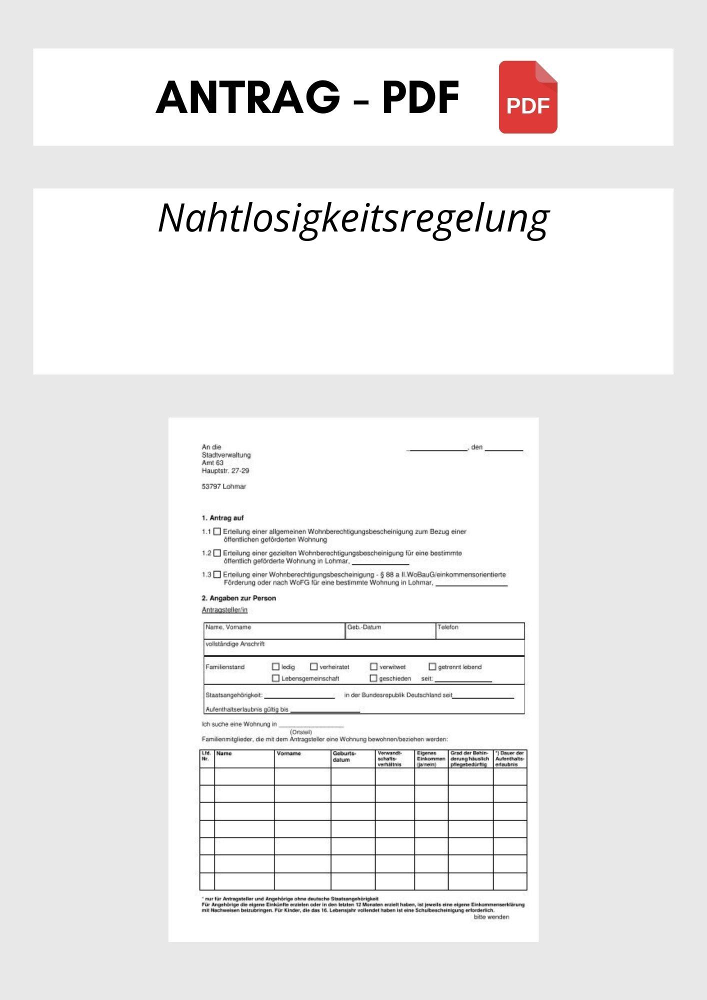 Nahtlosigkeitsregelung Antrag