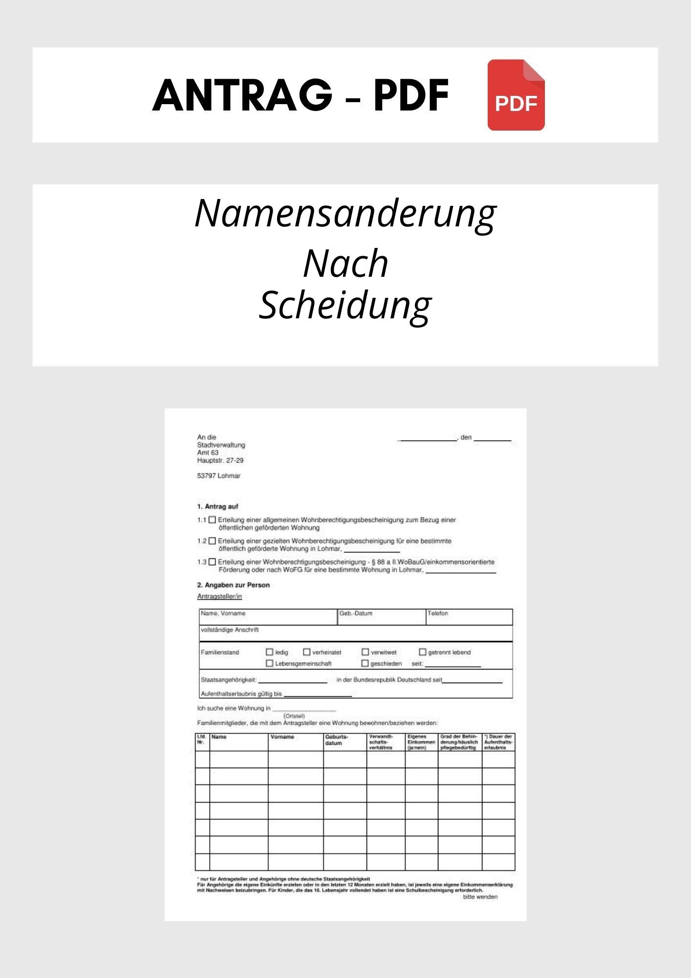 Antrag Auf Namensänderung Nach Scheidung