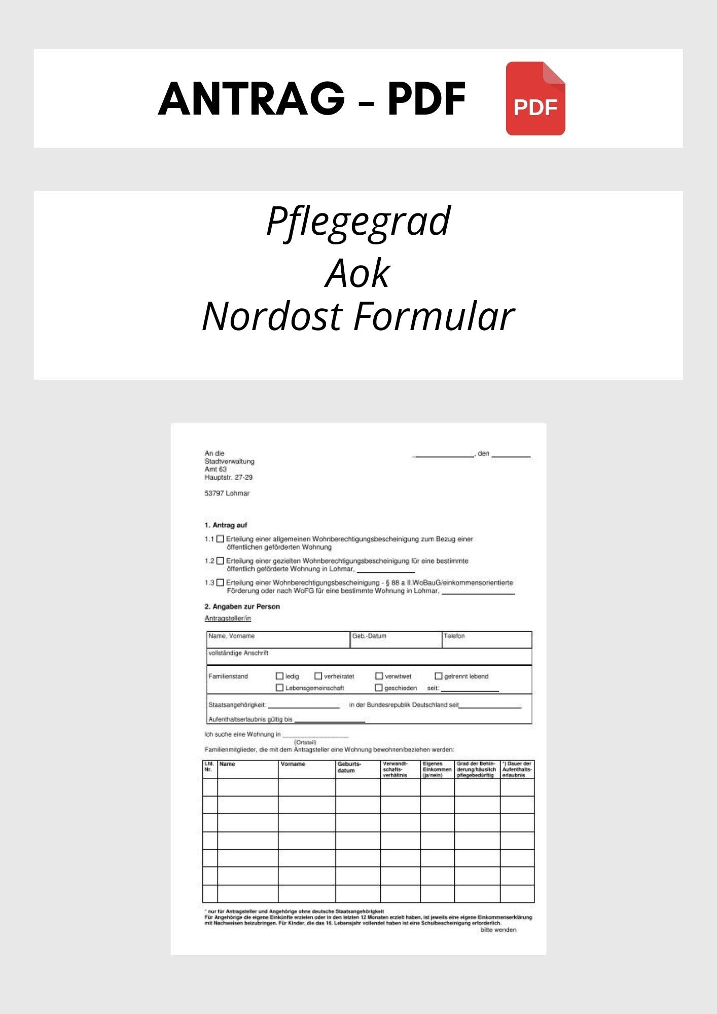 Pflegegrad Beantragen Aok Nordost Formular