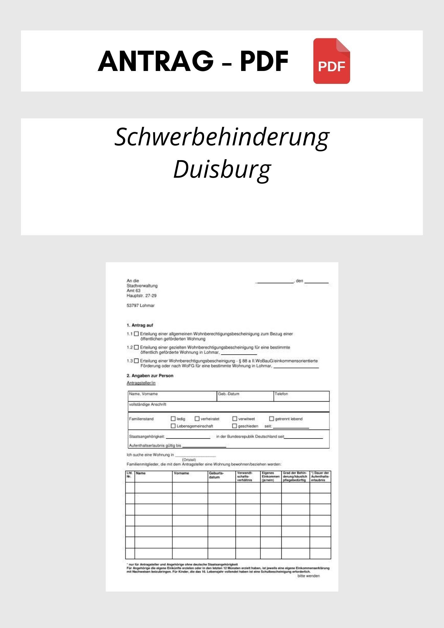 Antrag Schwerbehinderung Duisburg