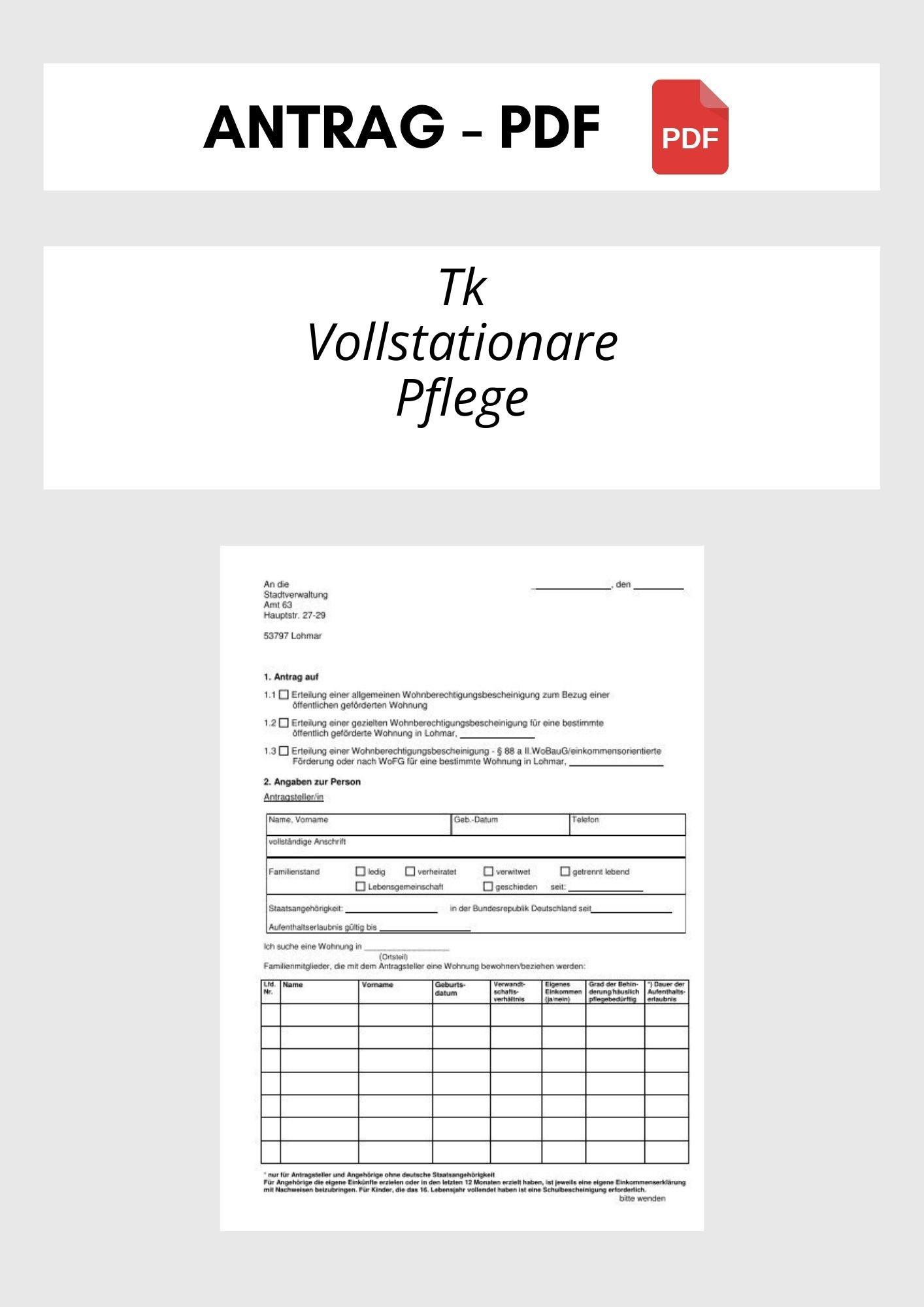 Tk Antrag Vollstationäre Pflege