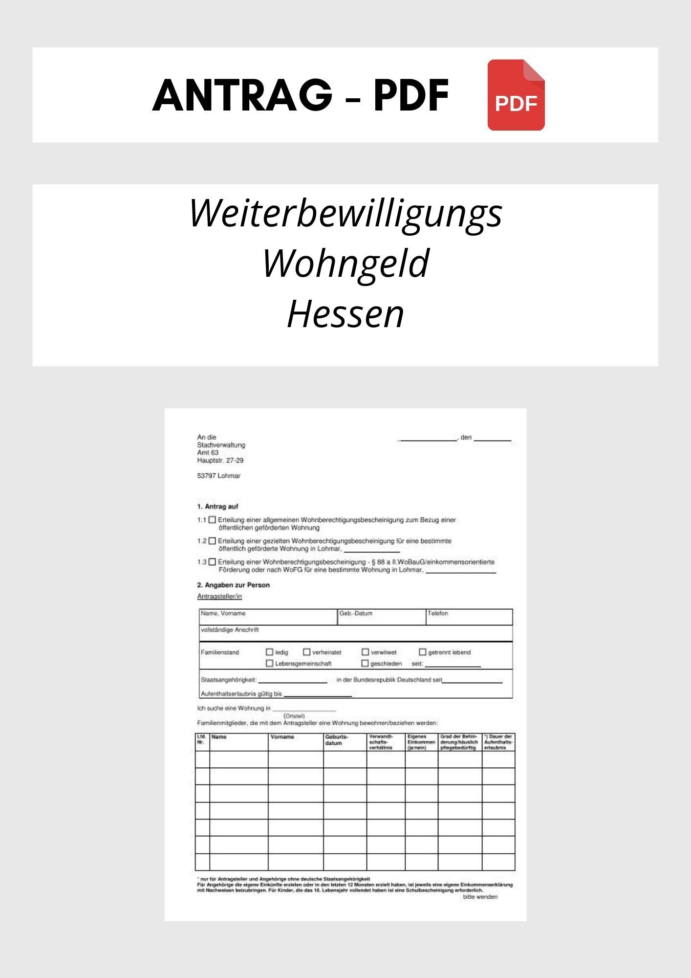 Weiterbewilligungsantrag Wohngeld Hessen
