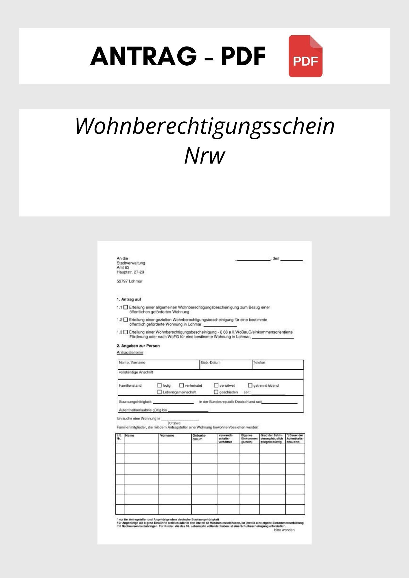 Wohnberechtigungsschein Antrag Nrw