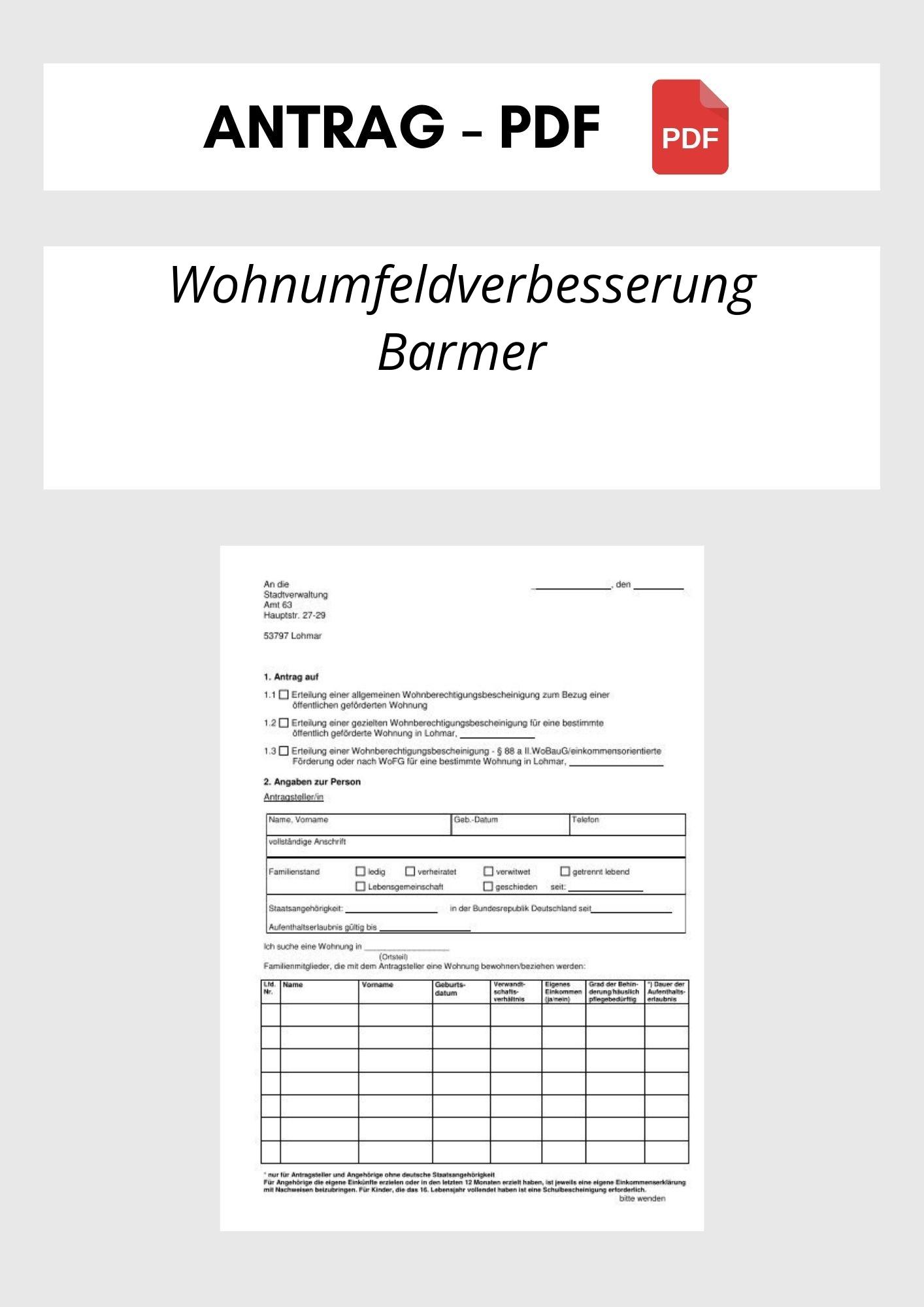 Wohnumfeldverbesserung Antrag Barmer